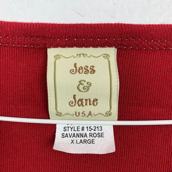 Jess & Jane Savanna Rose Studded All Over Print Graphic 3/4 Sleeve Shirt Tee XL - Picture 4 of 6